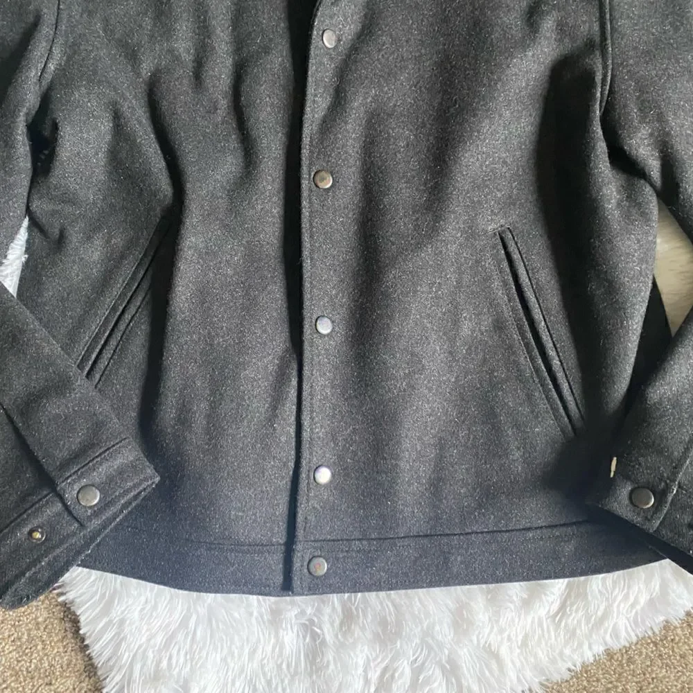 J Crew Coat Snap Down Wool Nylon Winter Lined Pockets Professional Mens Sz Large